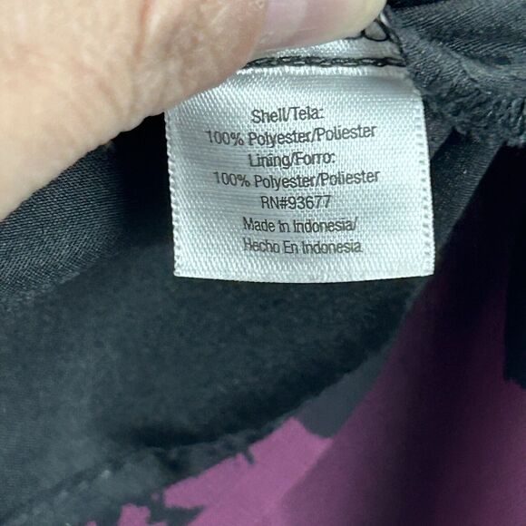 a.n.a. Floral Tunic Top XL Black Purple Blouse Keyhole Shirt Sheer Sleeve - Picture 7 of 10